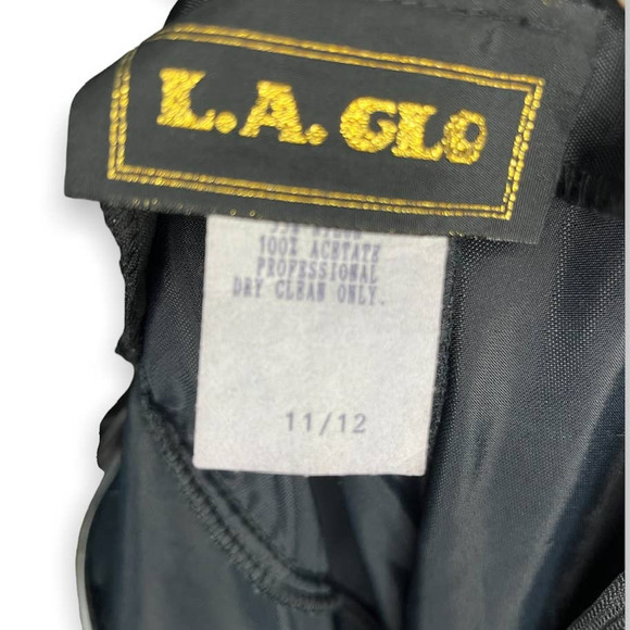 Vintage 90s L.A. Glo Black Velvet Cocktail Formal Sexy Slit Dress Large 11/12 - Picture 7 of 7